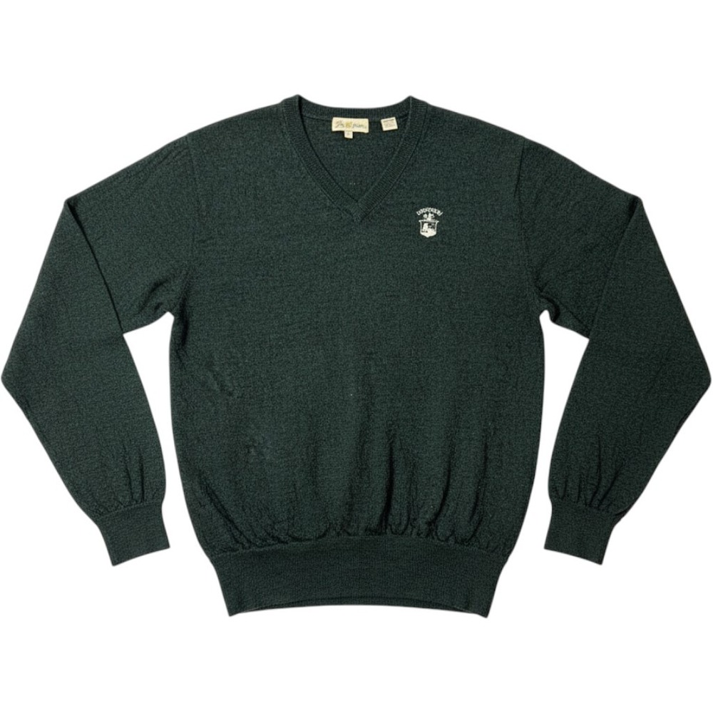 Peter Millar V-Neck Sweater Mens Large Merino Wool Woodway CC Green Pullover